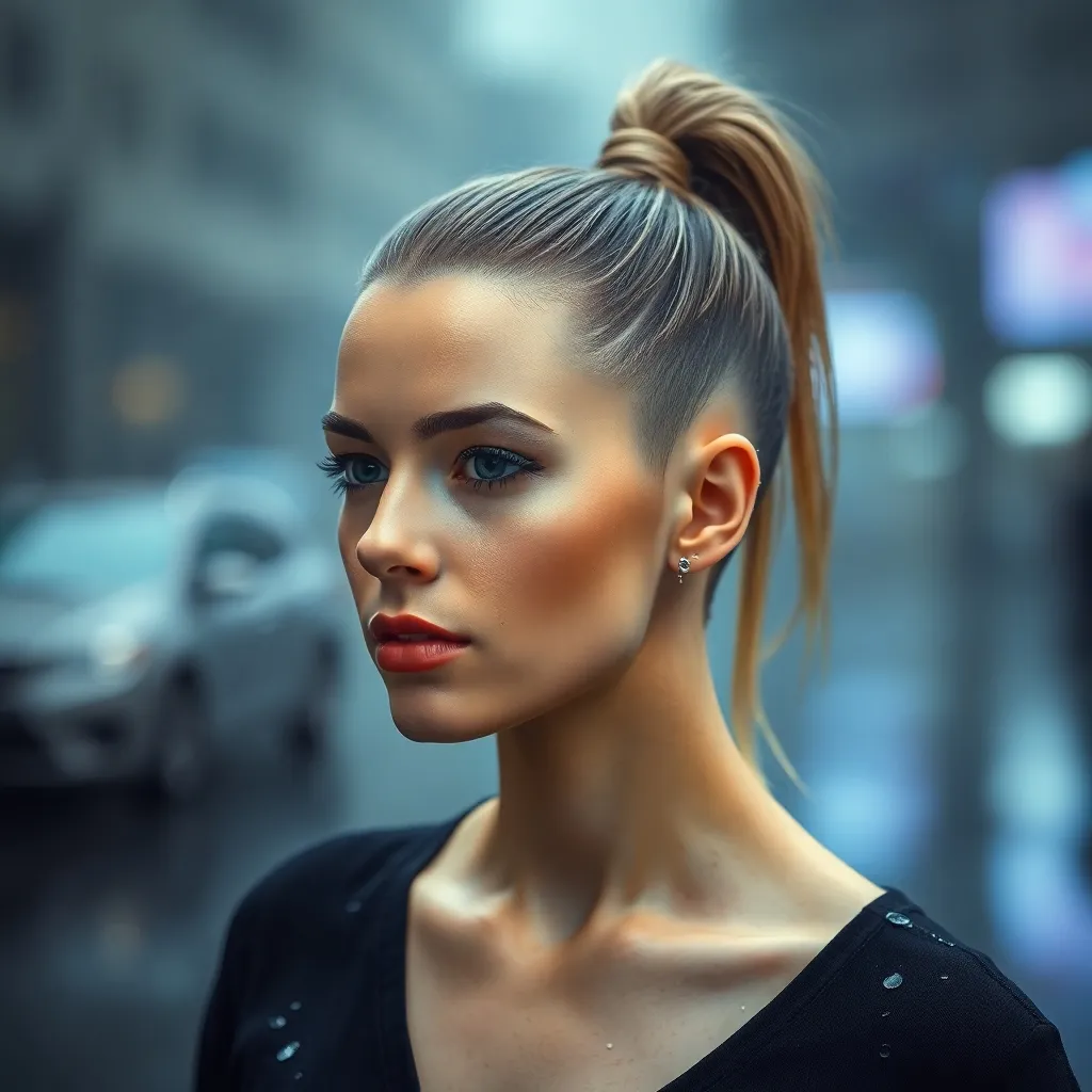 Women with undercut ponytail hairstyles showcasing edgy, versatile, and modern looks with shaved sides and sleek ponytails.