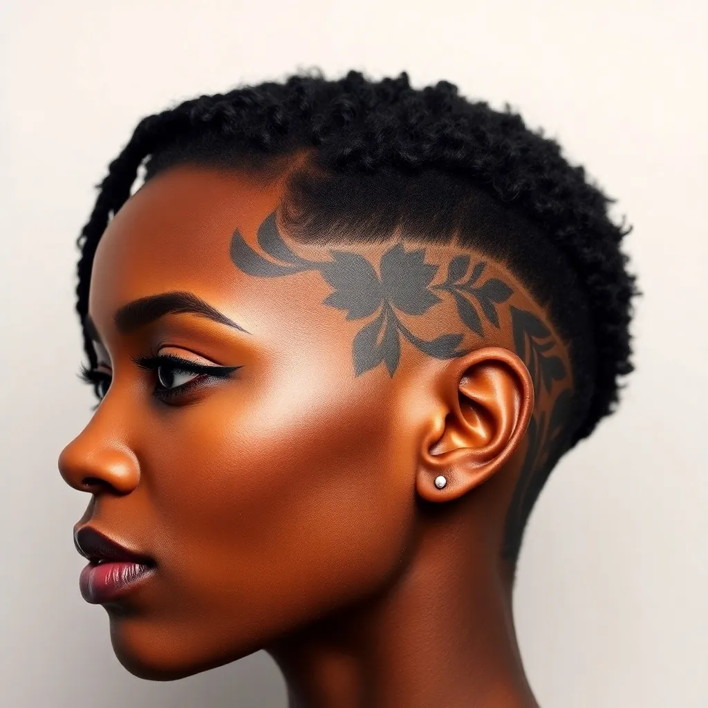 Women with undercut hairstyles featuring creative designs, showcasing bold, artistic, and edgy haircuts with shaved patterns.