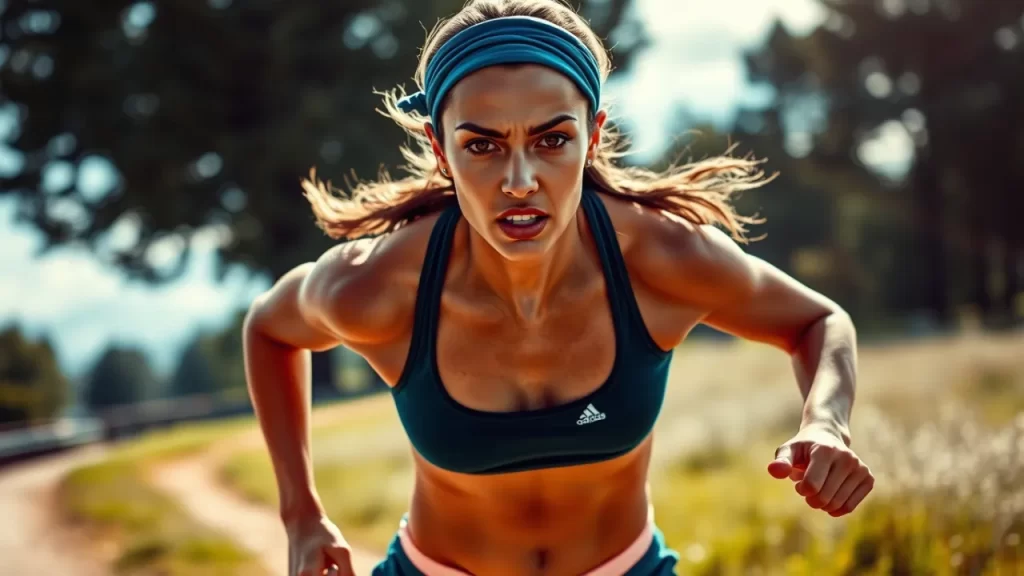 Mulher praticando corrida ao ar livre com faixa para cabelo esportiva