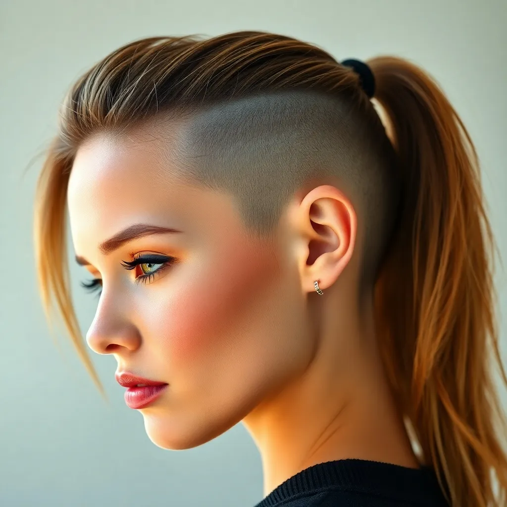 Women with undercut ponytail hairstyles showcasing edgy, versatile, and modern looks with shaved sides and sleek ponytails.