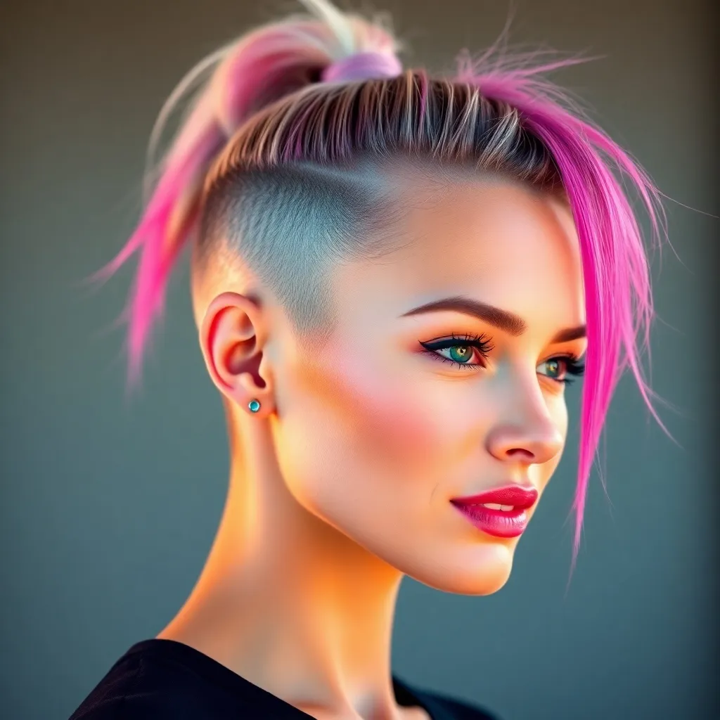 Women with undercut ponytail hairstyles showcasing edgy, versatile, and modern looks with shaved sides and sleek ponytails.