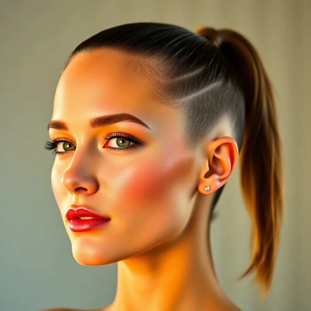 Women with undercut ponytail hairstyles showcasing edgy, versatile, and modern looks with shaved sides and sleek ponytails.