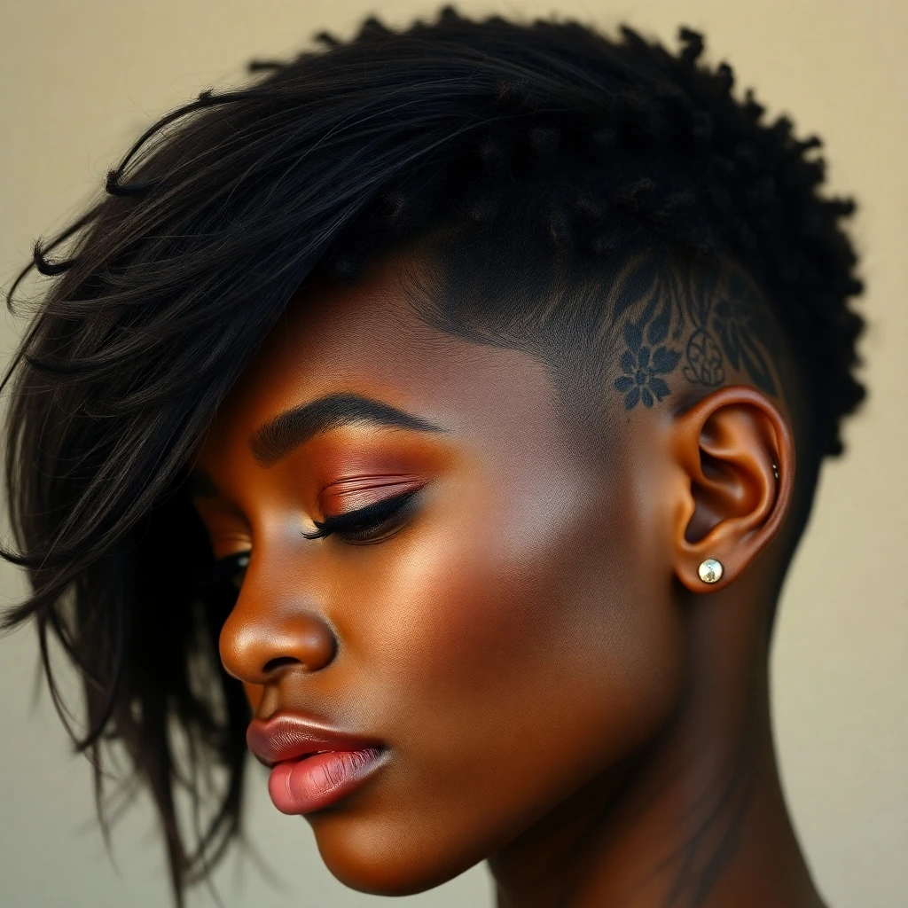 Women with undercut hairstyles featuring creative designs, showcasing bold, artistic, and edgy haircuts with shaved patterns