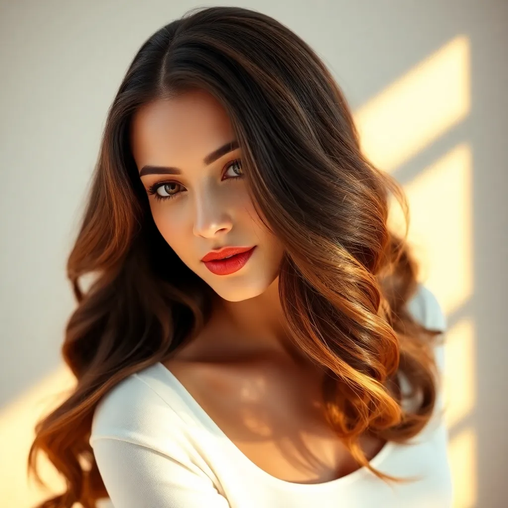 Tendências de Cabelo. Women with expensive brunette hair showcasing rich, multi-dimensional, Corte Repicado e Desfiado