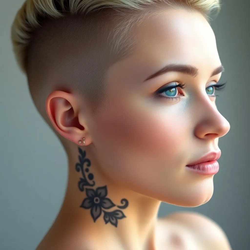 Women with undercut hairstyles featuring creative designs, showcasing bold, artistic, and edgy haircuts with shaved patterns.