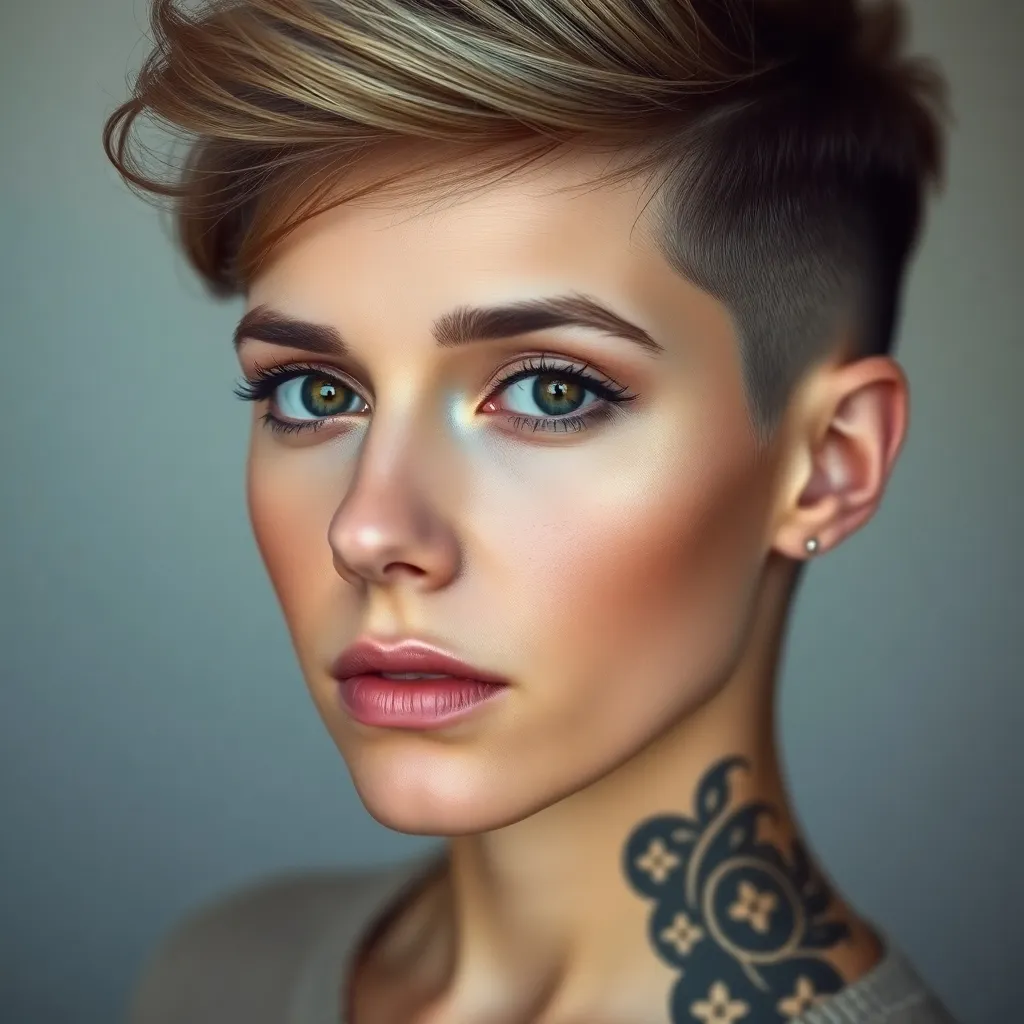 Women with undercut hairstyles featuring creative designs, showcasing bold, artistic, and edgy haircuts with shaved patterns.