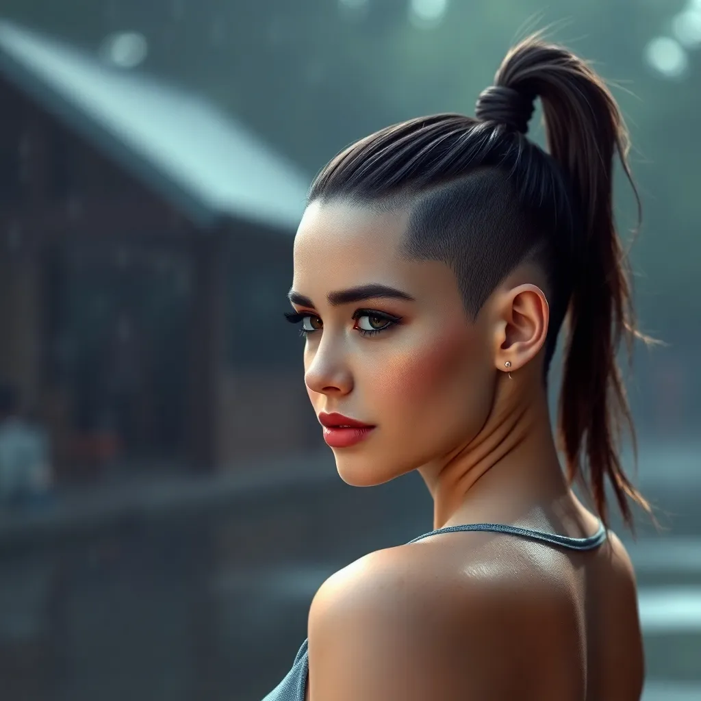 Women with undercut ponytail hairstyles showcasing edgy, versatile, and modern looks with shaved sides and sleek ponytails.