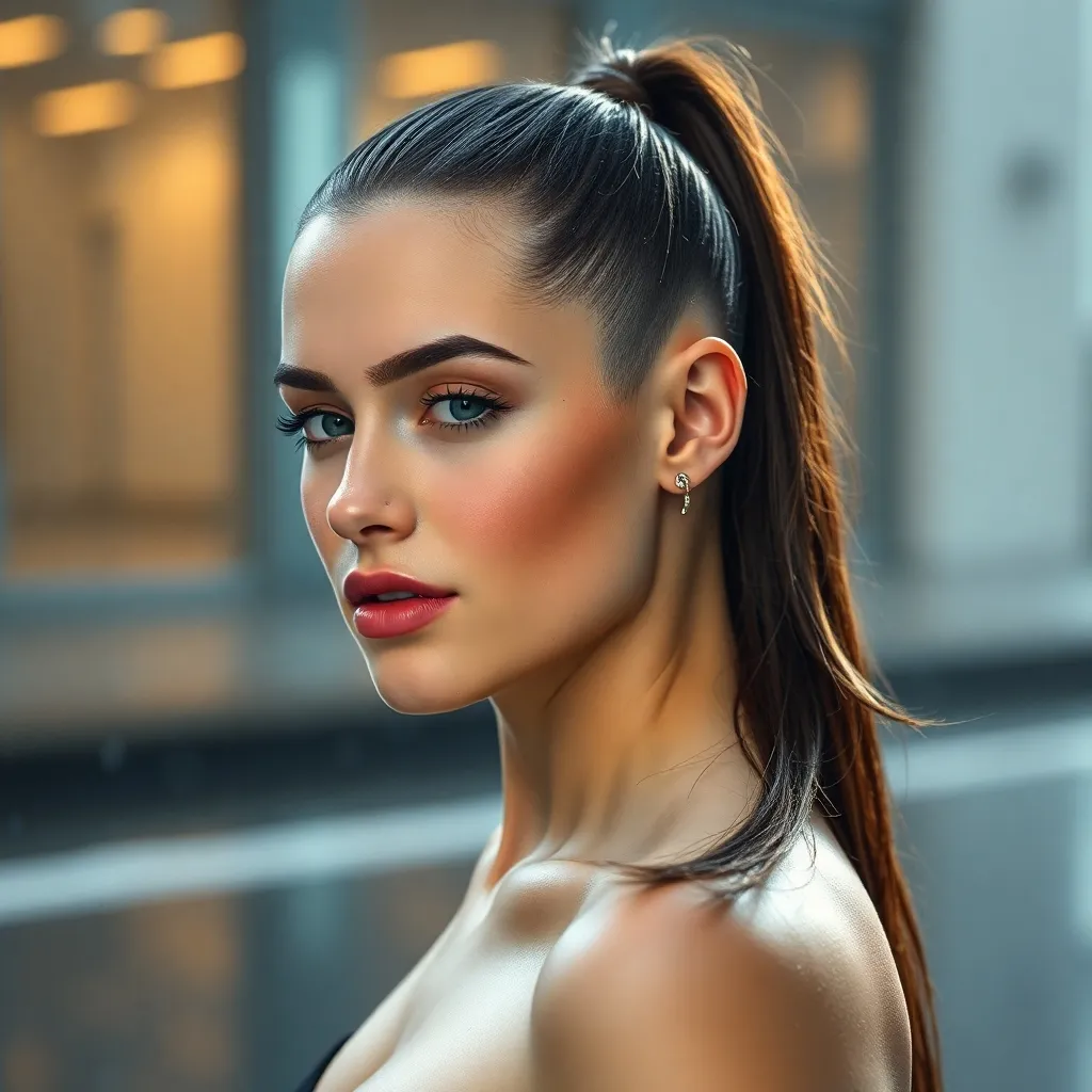 Women with undercut ponytail hairstyles showcasing edgy, versatile, and modern looks with shaved sides and sleek ponytails.