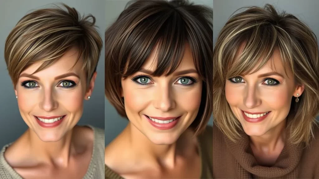 Três estilos de cortes curtos femininos - pixie, bob curto e chanel repicado - que rejuvenescem e valorizam o olhar