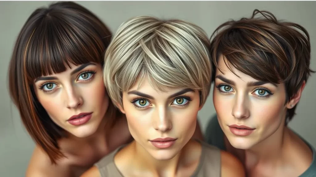 Diferentes tipos de franjas para cortes curtos - cortina, desfiada e microfranja - que destacam os olhos e rejuvenescem o visual