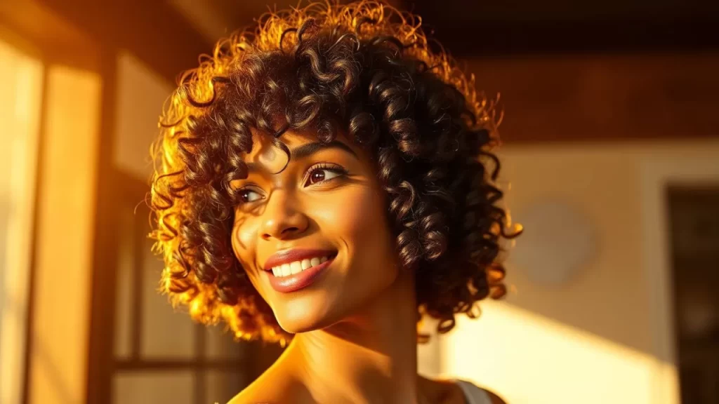 Mulheres com cortes para cabelo cacheado curto estilo bob exibindo cachos definidos e volumosos na altura do queixo